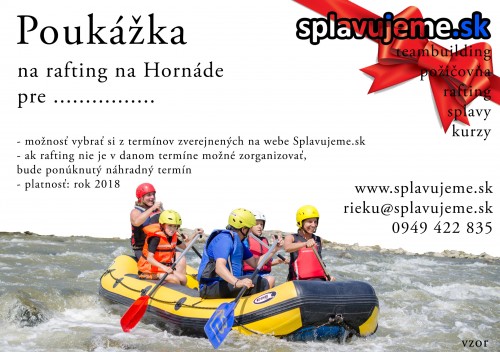 Darčeková poukážka - rafting